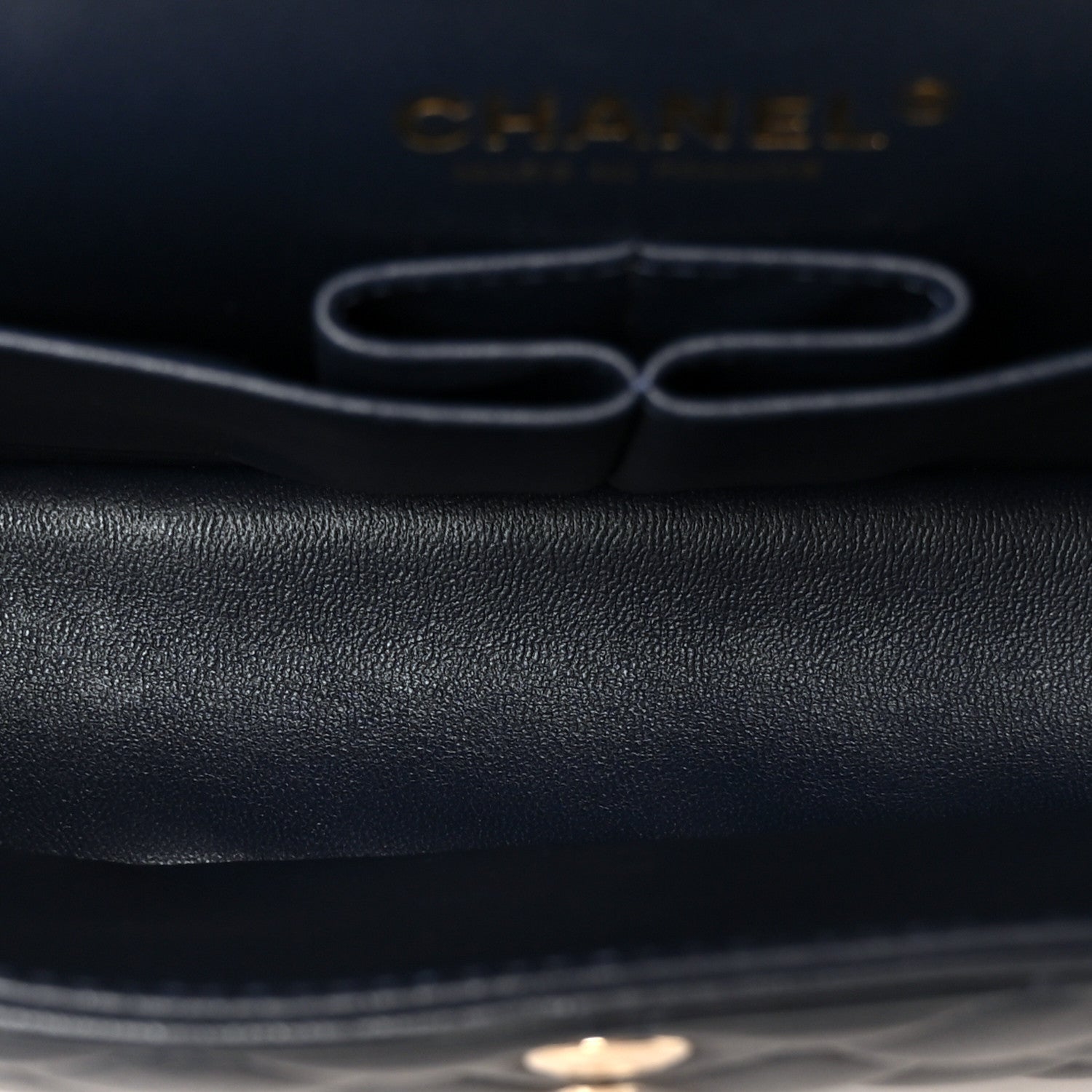 Lambskin Quilted Small Double Flap Navy