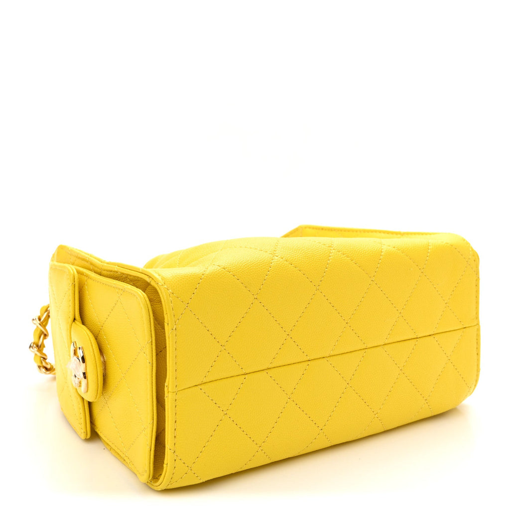 Caviar Quilted Mini Chanel 25 Handbag  Yellow