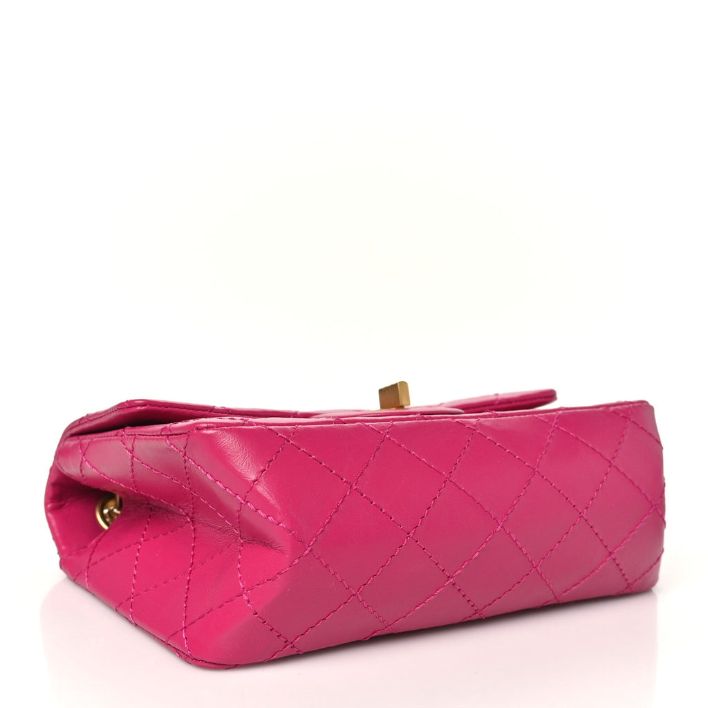 Aged Calfskin Quilted 2.55 Reissue Mini Flap Fuchsia