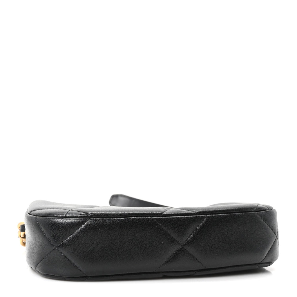 Lambskin Quilted Chanel 19 Hobo Clutch With Chain Black