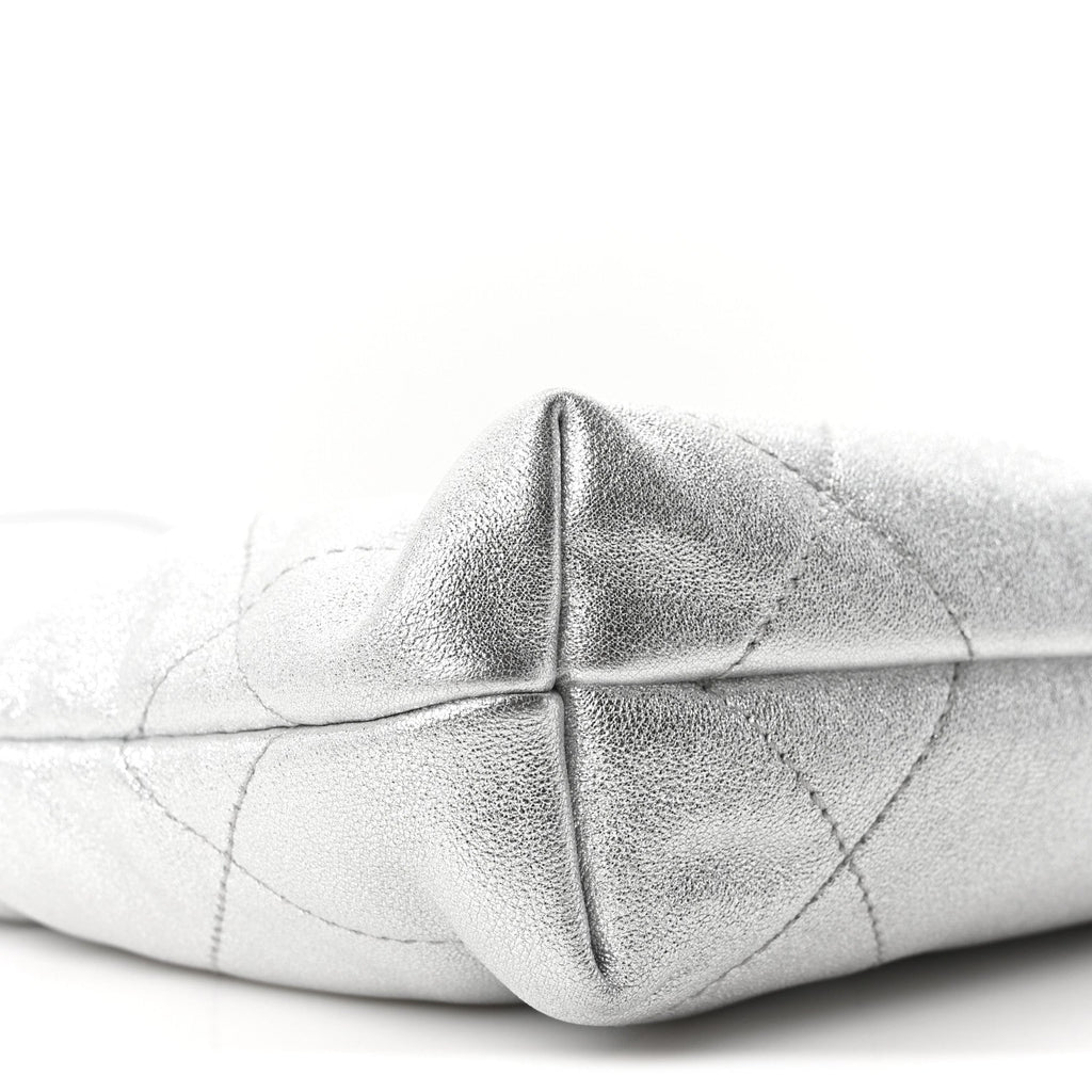 Metallic Lambskin Quilted Mini Chanel 22 Silvery