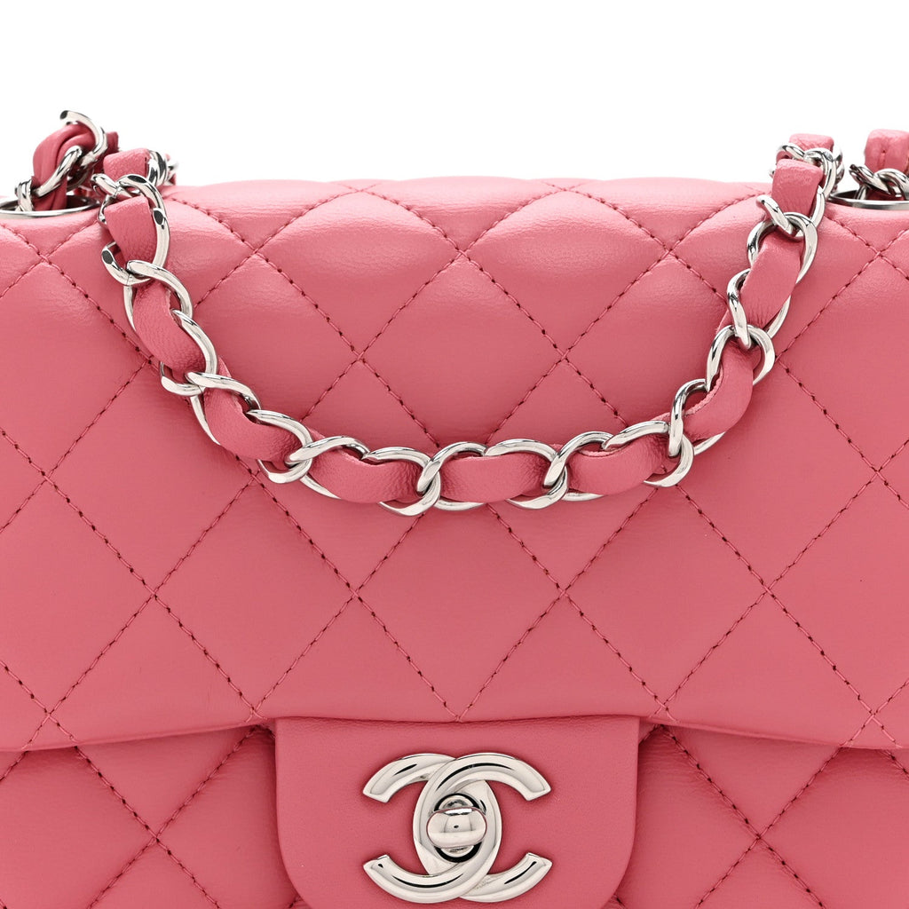 Lambskin Quilted Mini Square Flap Pink