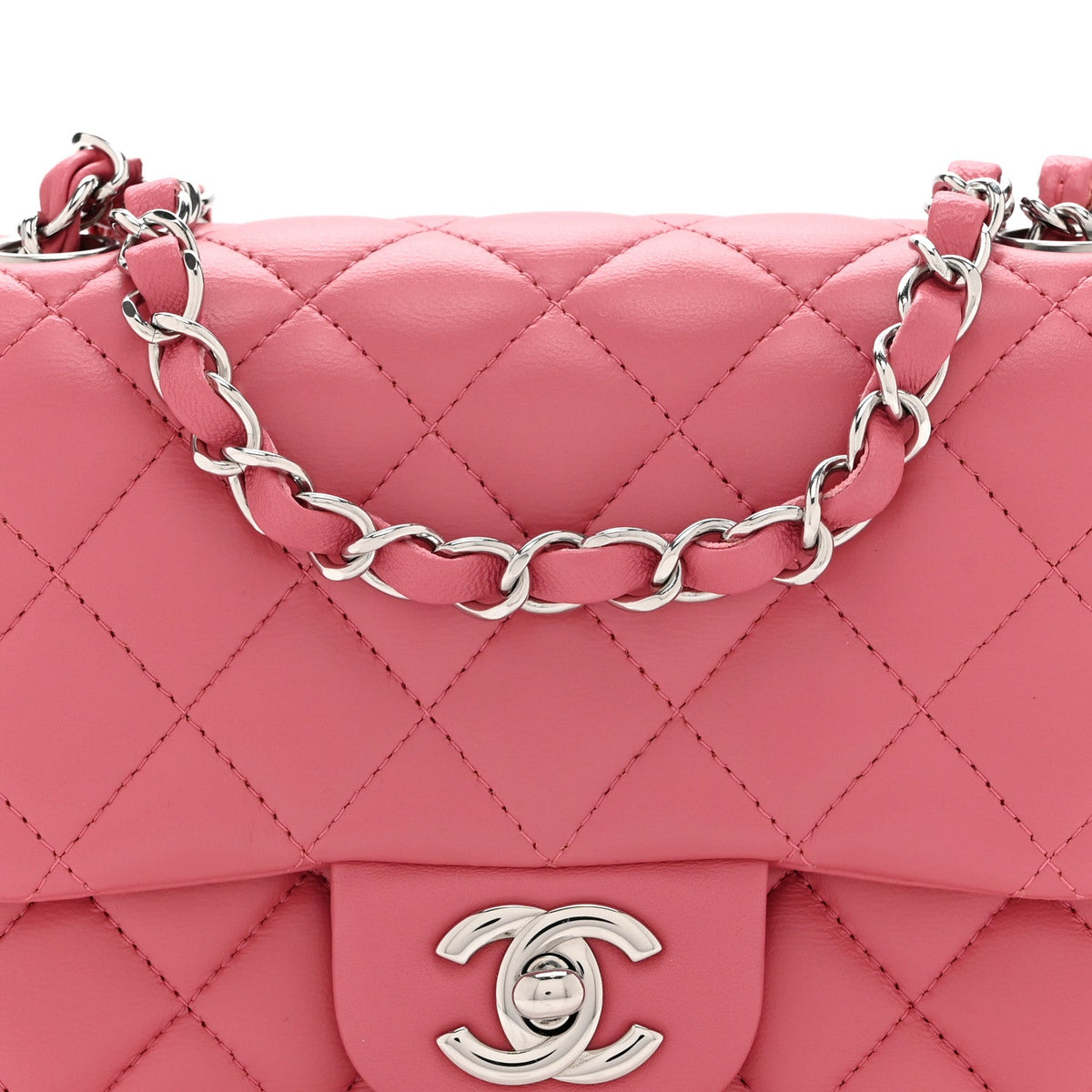 Lambskin Quilted Mini Square Flap Pink