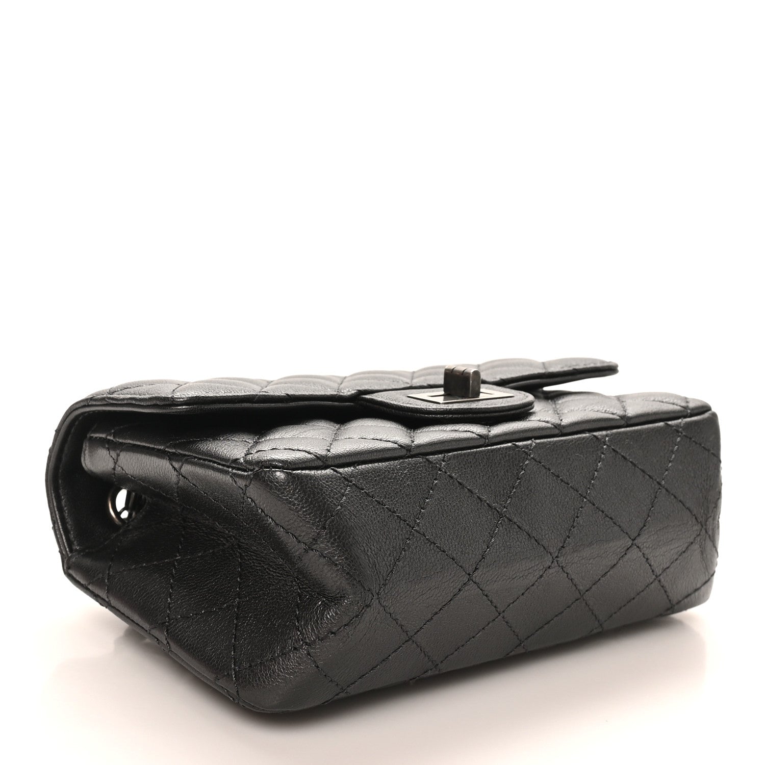 Metallic Sheepskin Quilted 2.55 Reissue Mini Flap Dark Silver