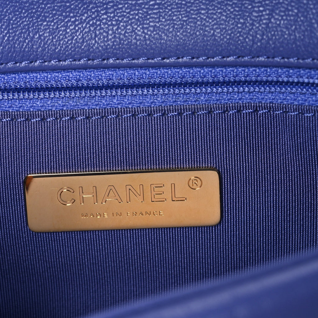 Lambskin Quilted Large Chanel 19 Flap Purple