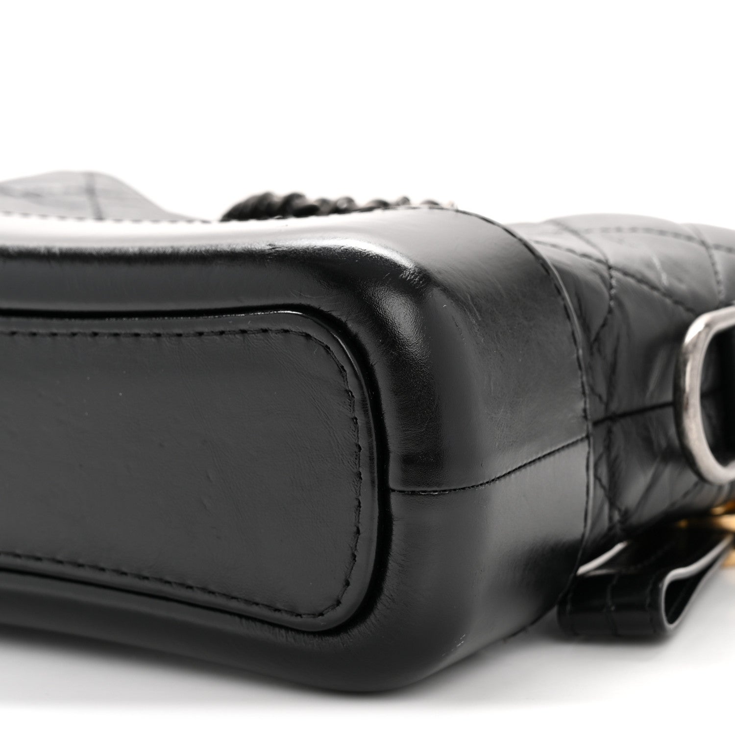 Aged Calfskin Quilted Small Gabrielle Hobo Black
