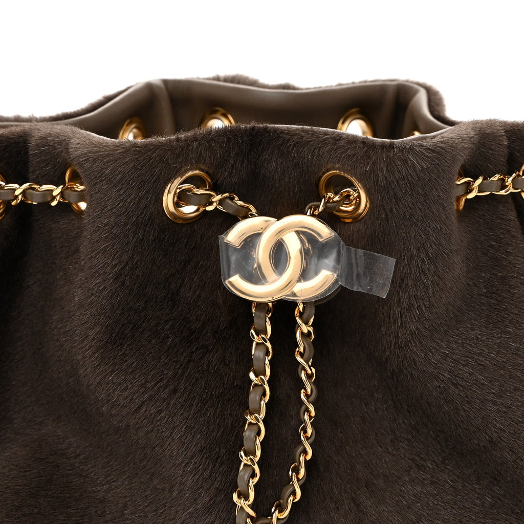 Pony Hair Mini Chanel 25 Handbag Dark Khaki