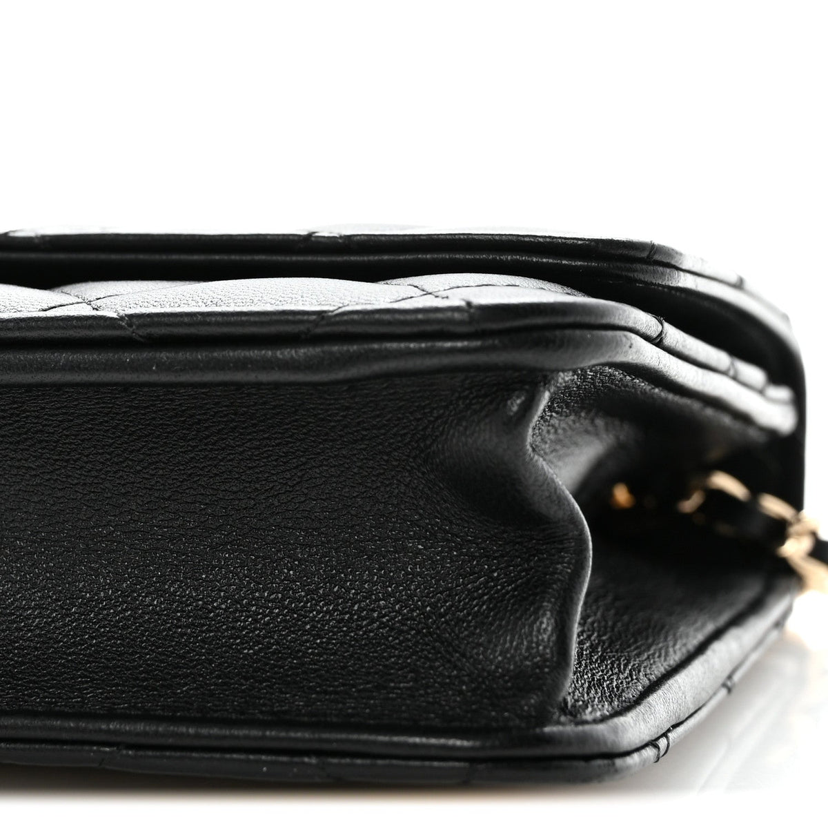 Lambskin Quilted Trendy CC Wallet On Chain WOC Black
