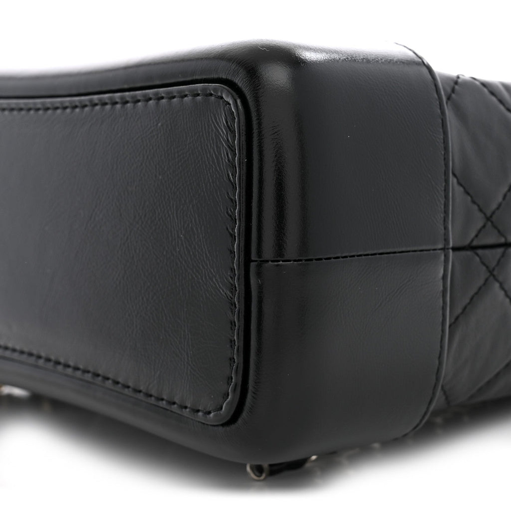 Aged Calfskin Quilted Small Gabrielle Backpack Black