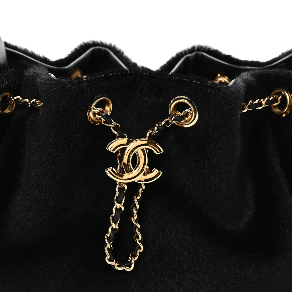 Pony Hair Mini Chanel 25 Handbag Black