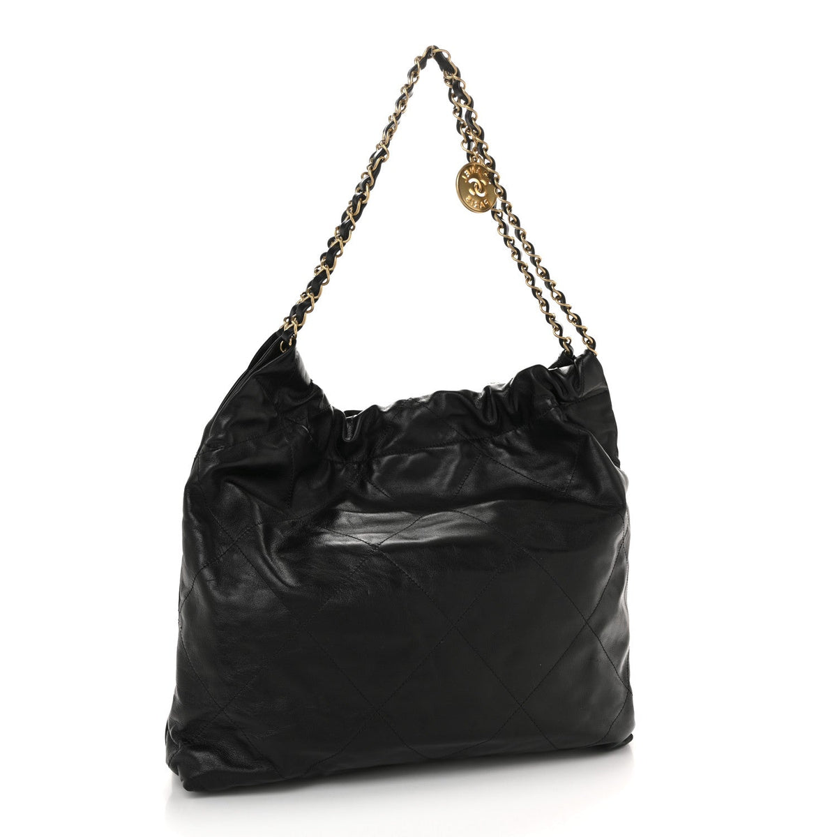 Shiny Calfskin Quilted Chanel 22 Black