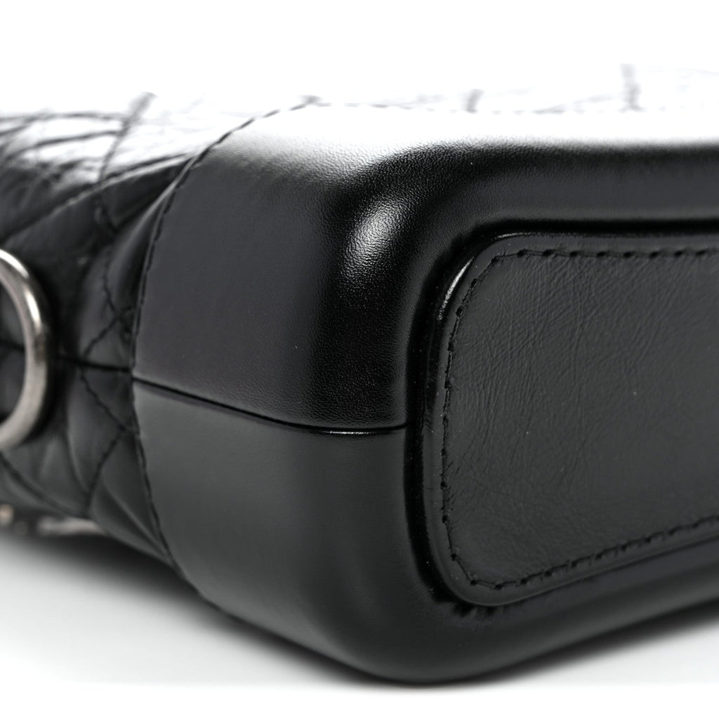 Aged Calfskin Quilted Small Gabrielle Hobo Black