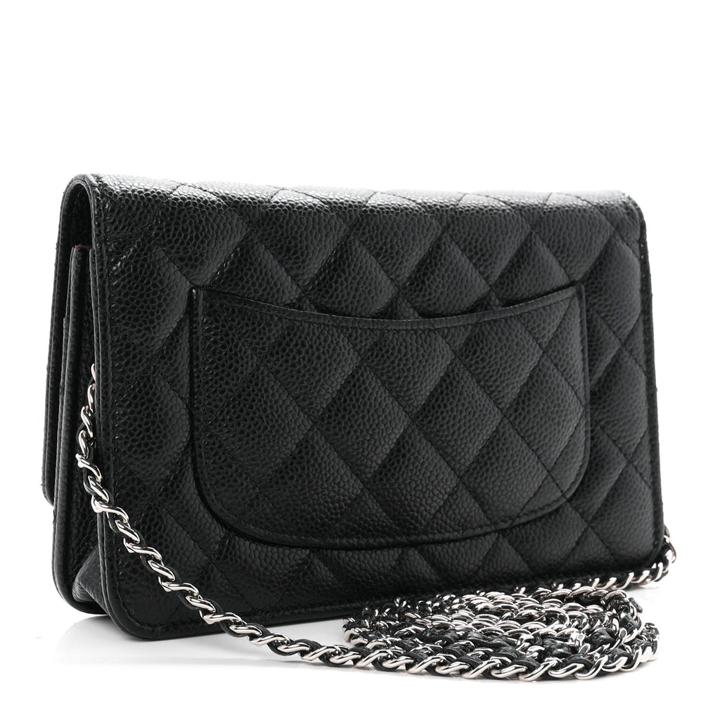 Caviar Quilted Wallet on Chain WOC Black
