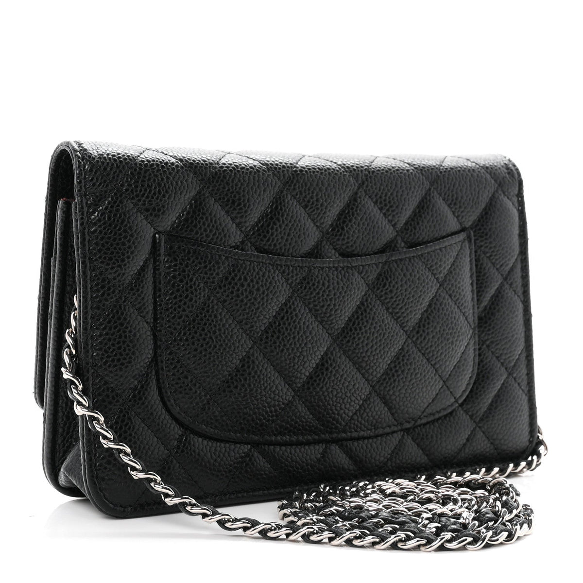 Caviar Quilted Wallet on Chain WOC Black