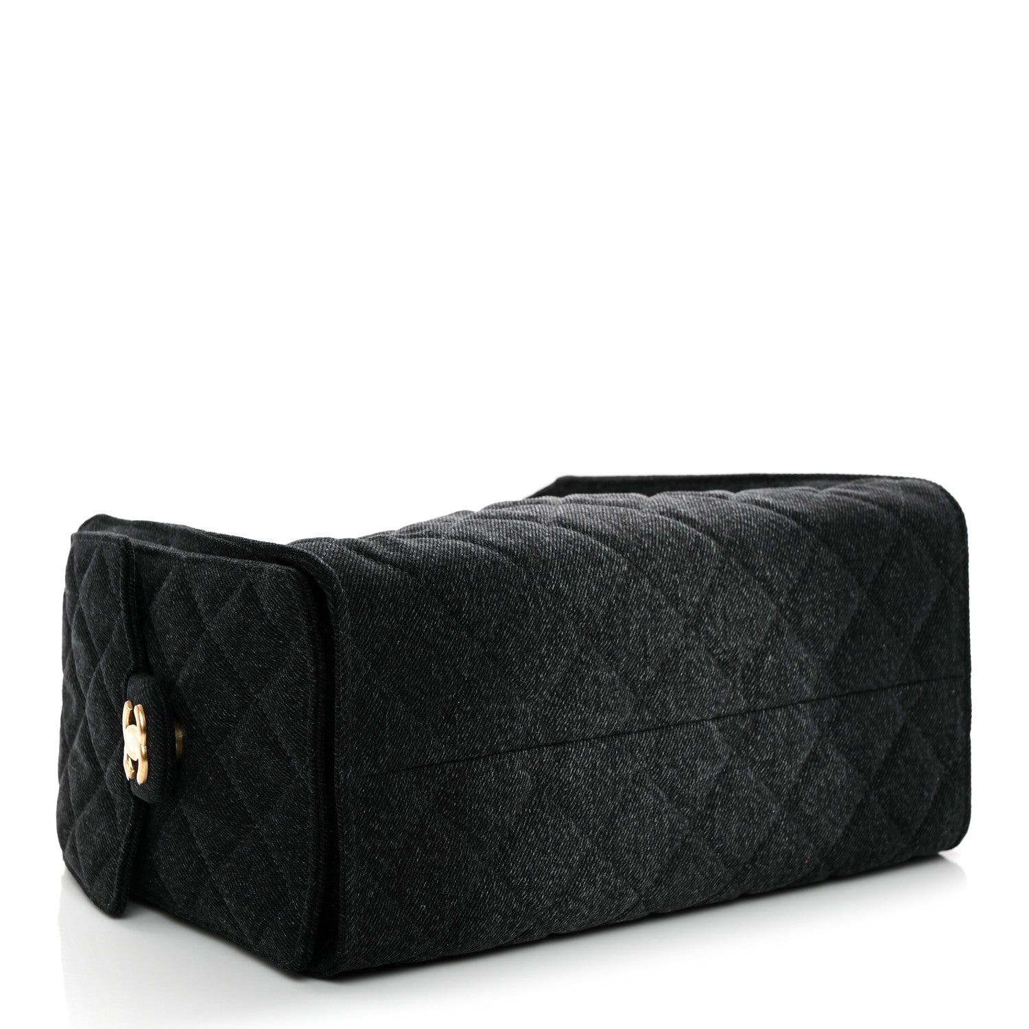 Washed Denim Quilted Small Chanel 25 Handbag Black