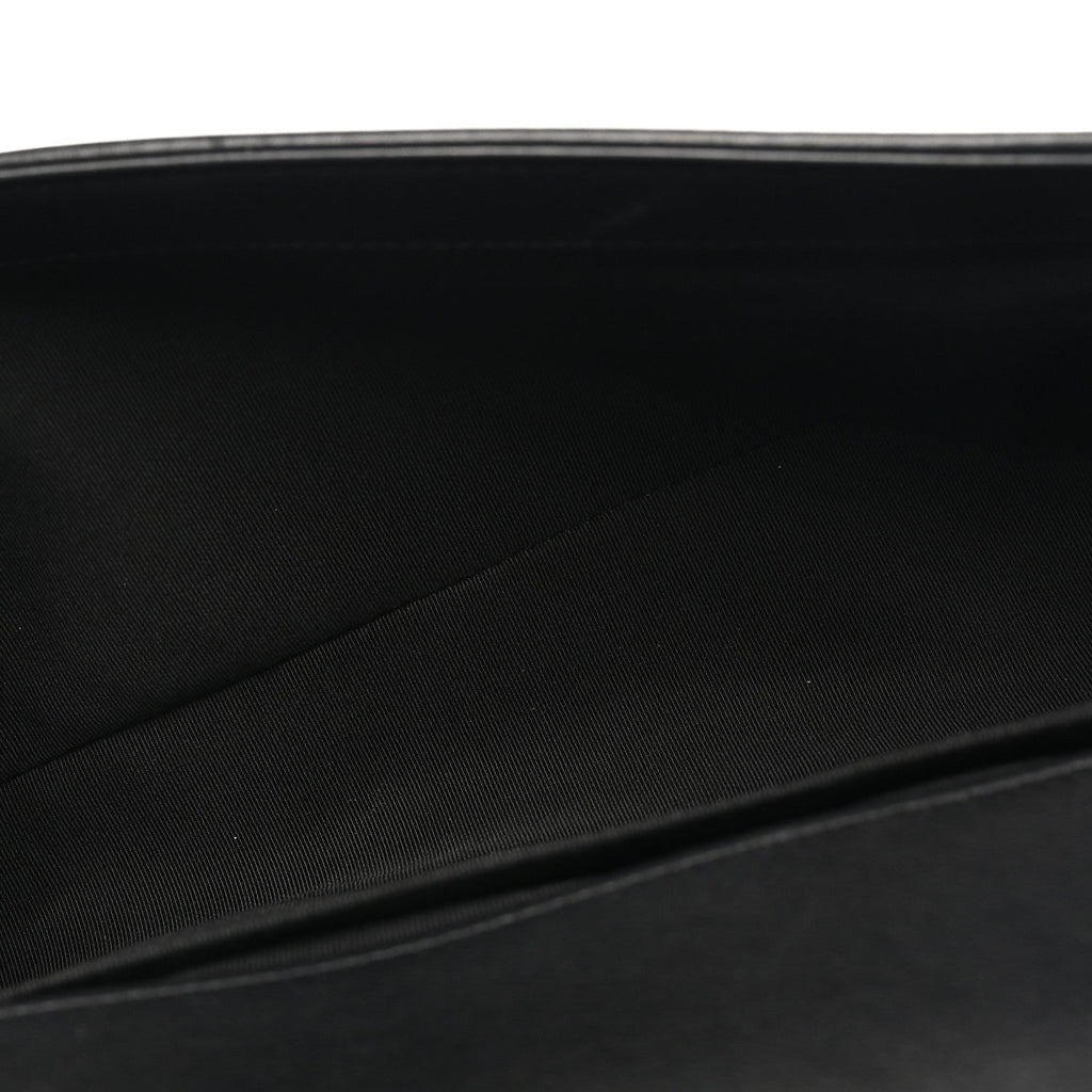 Calfskin Medium Boy Logo Top Handle Flap Black Black