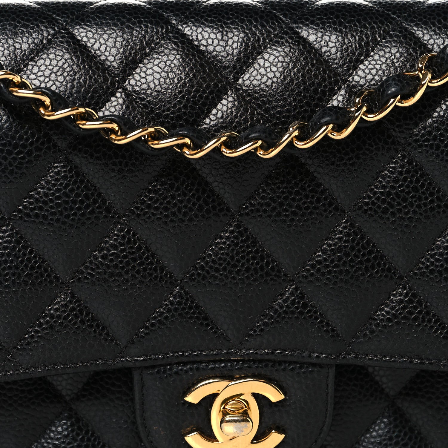 Caviar Quilted Medium Double Flap Black