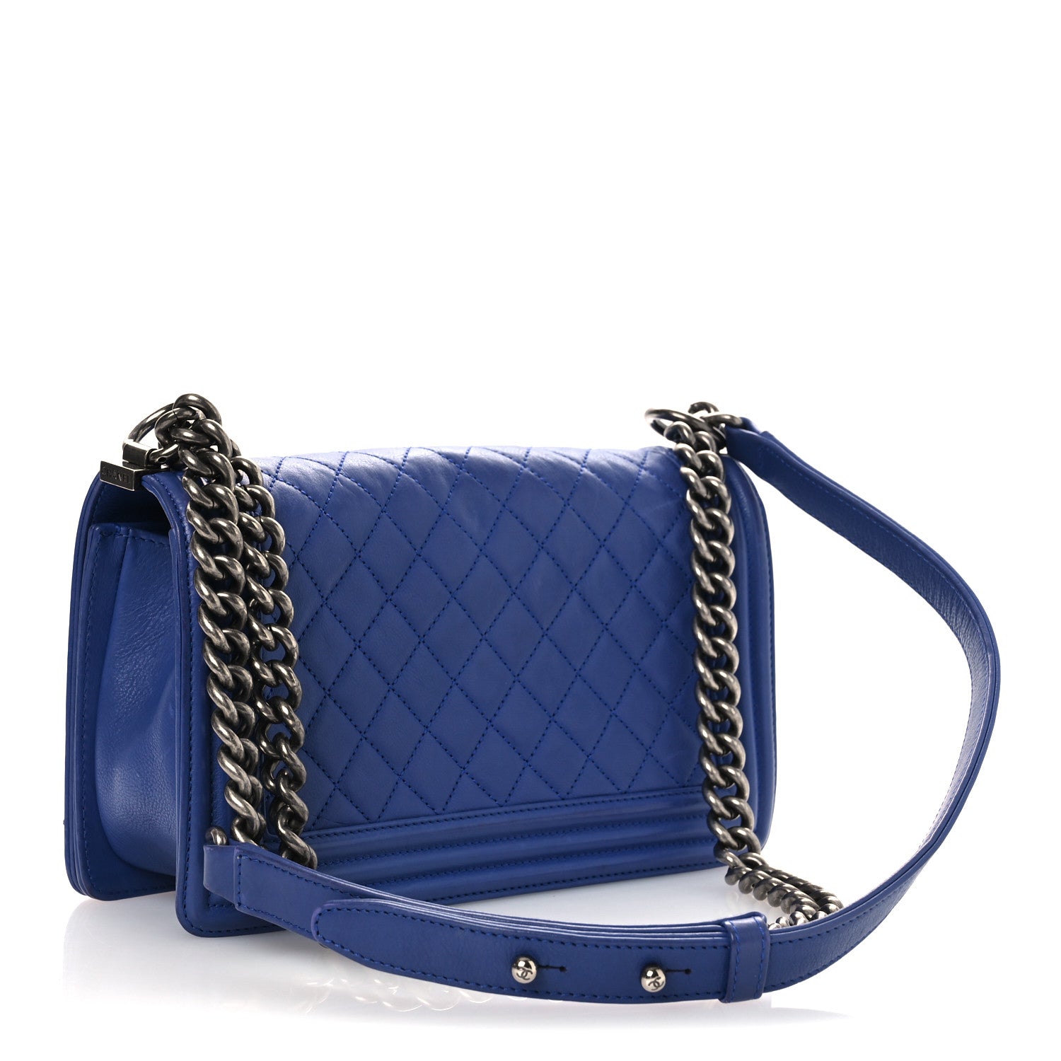 Calfskin Quilted Medium Boy Flap Blue