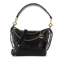 Calfskin Crocodile Embossed Small Gabrielle Cocodile Hobo Black