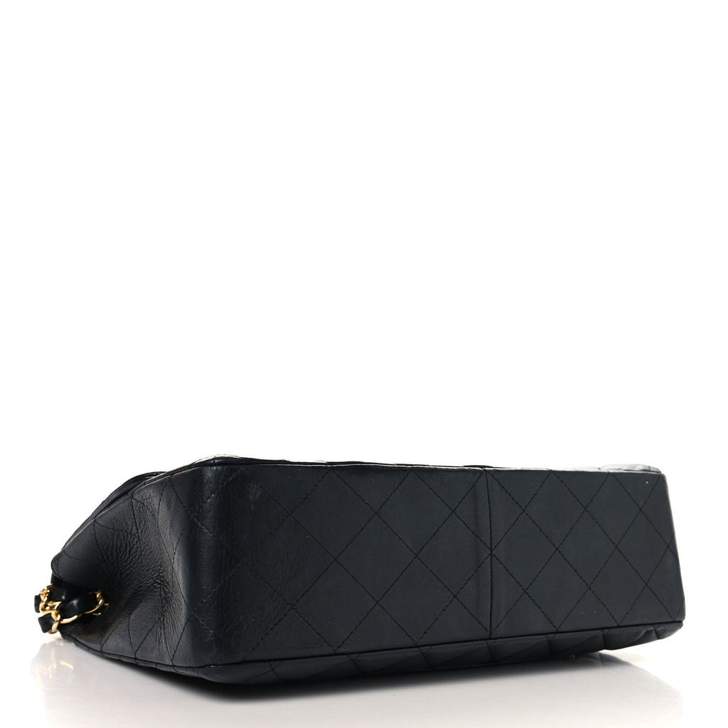 Lambskin Quilted Jumbo Double Flap Black