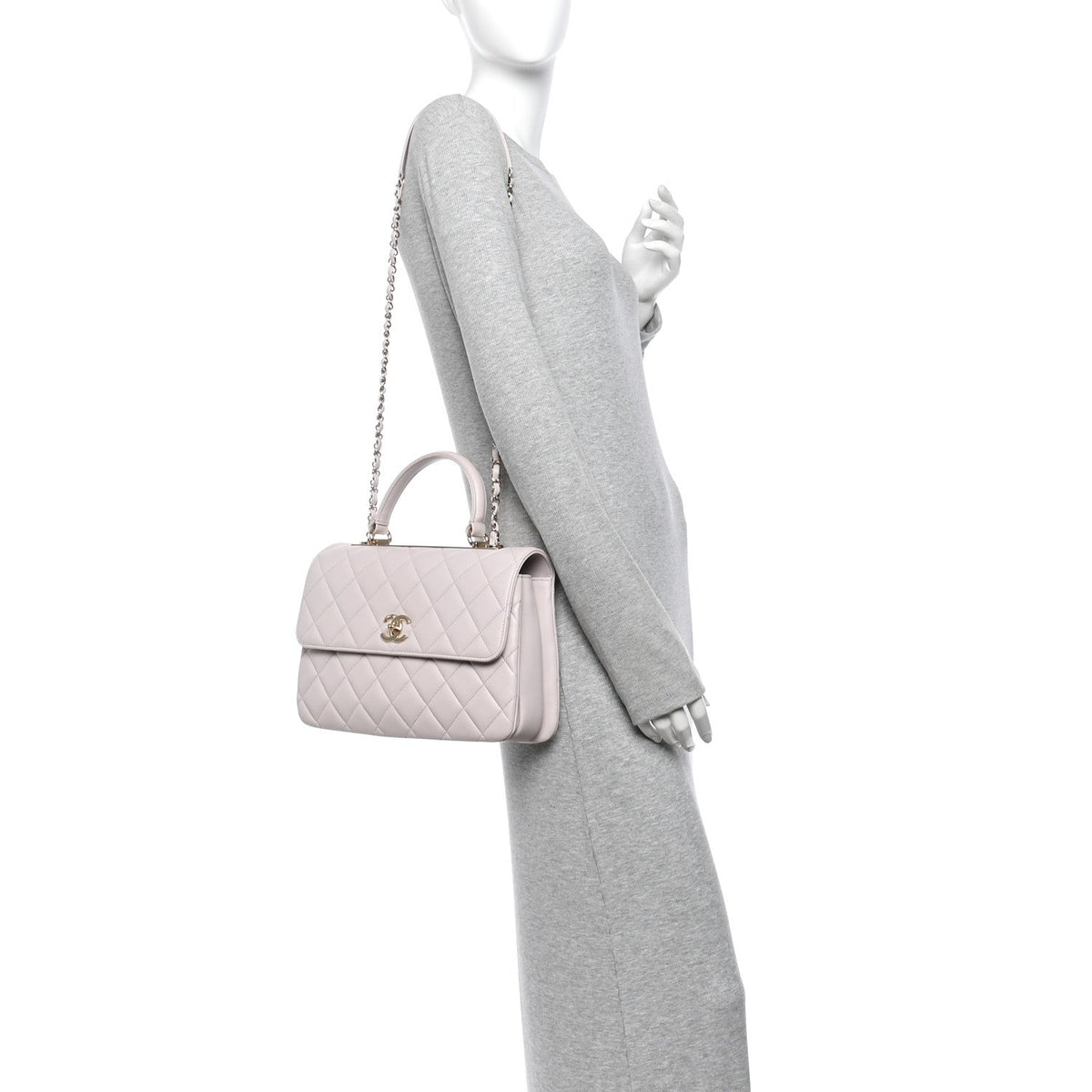 Lambskin Quilted Medium Trendy CC Flap Dual Handle Bag Pink