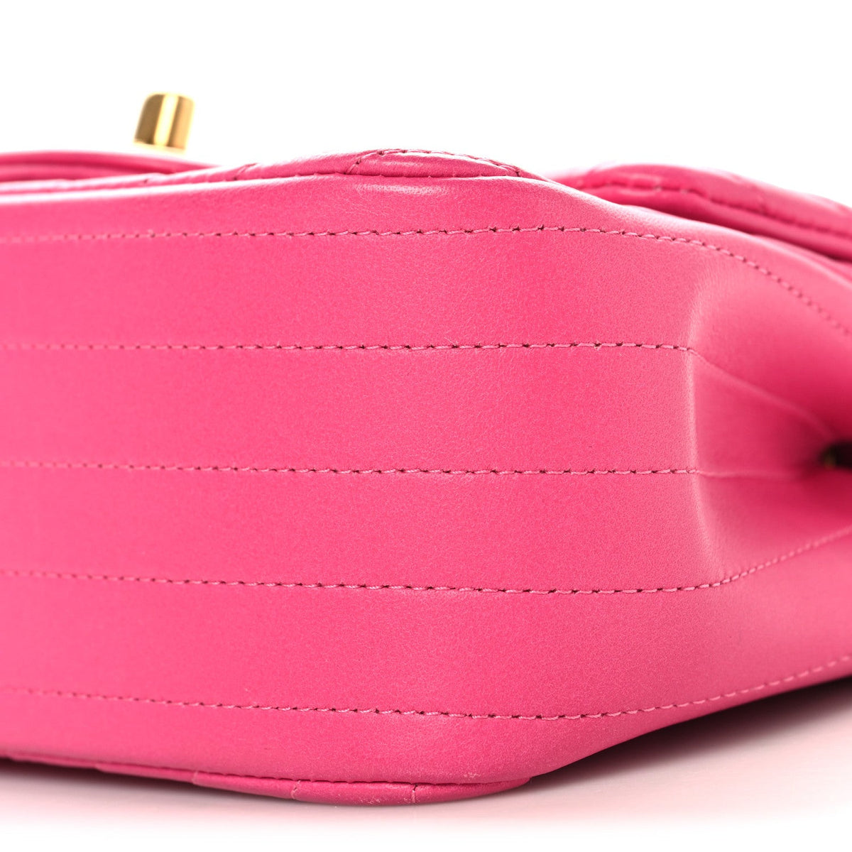 Lambskin Chevron Quilted Mini Square Flap  Pink