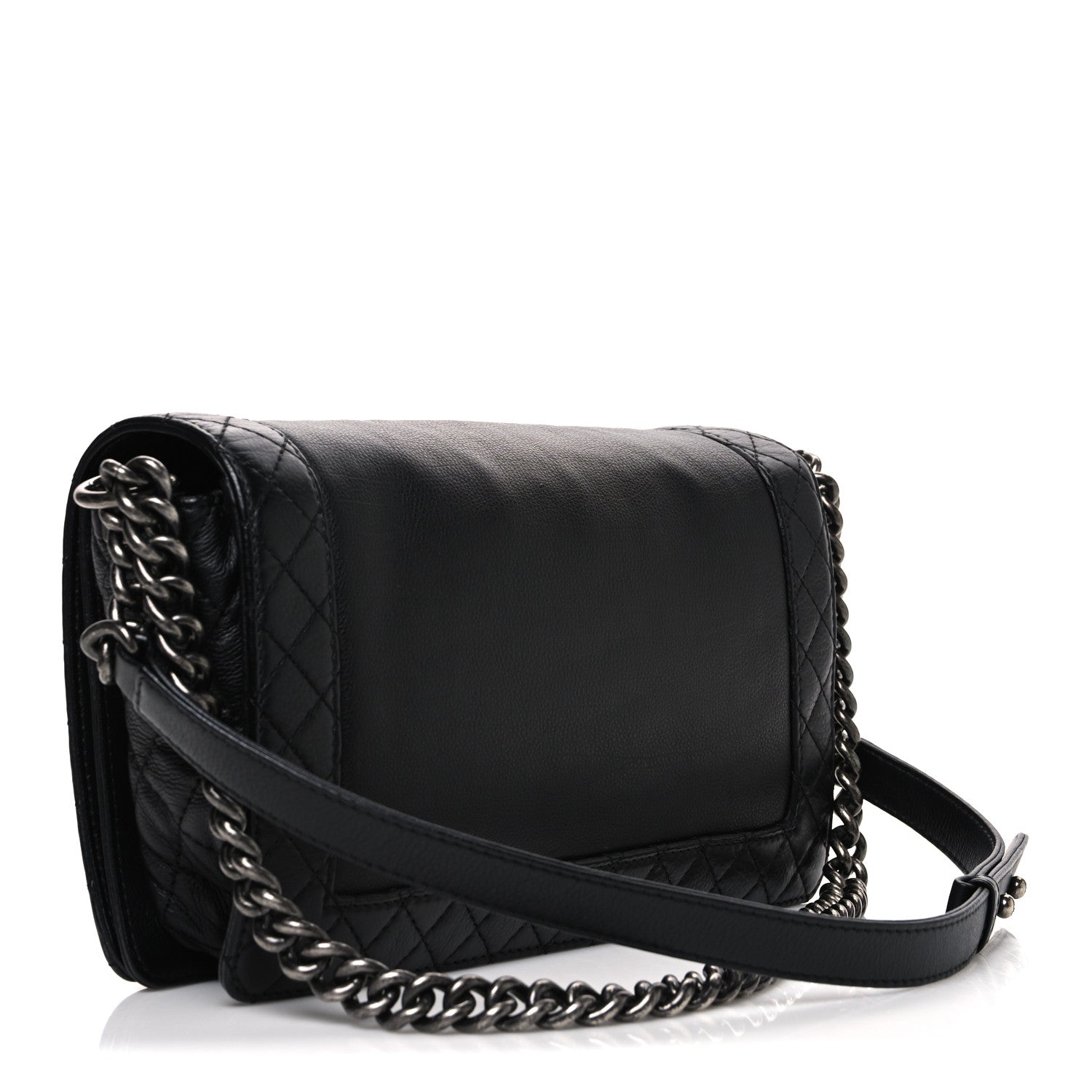 Calfskin New Medium Boy Reverso Flap Black