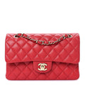 Caviar Quilted Small Double Flap Red