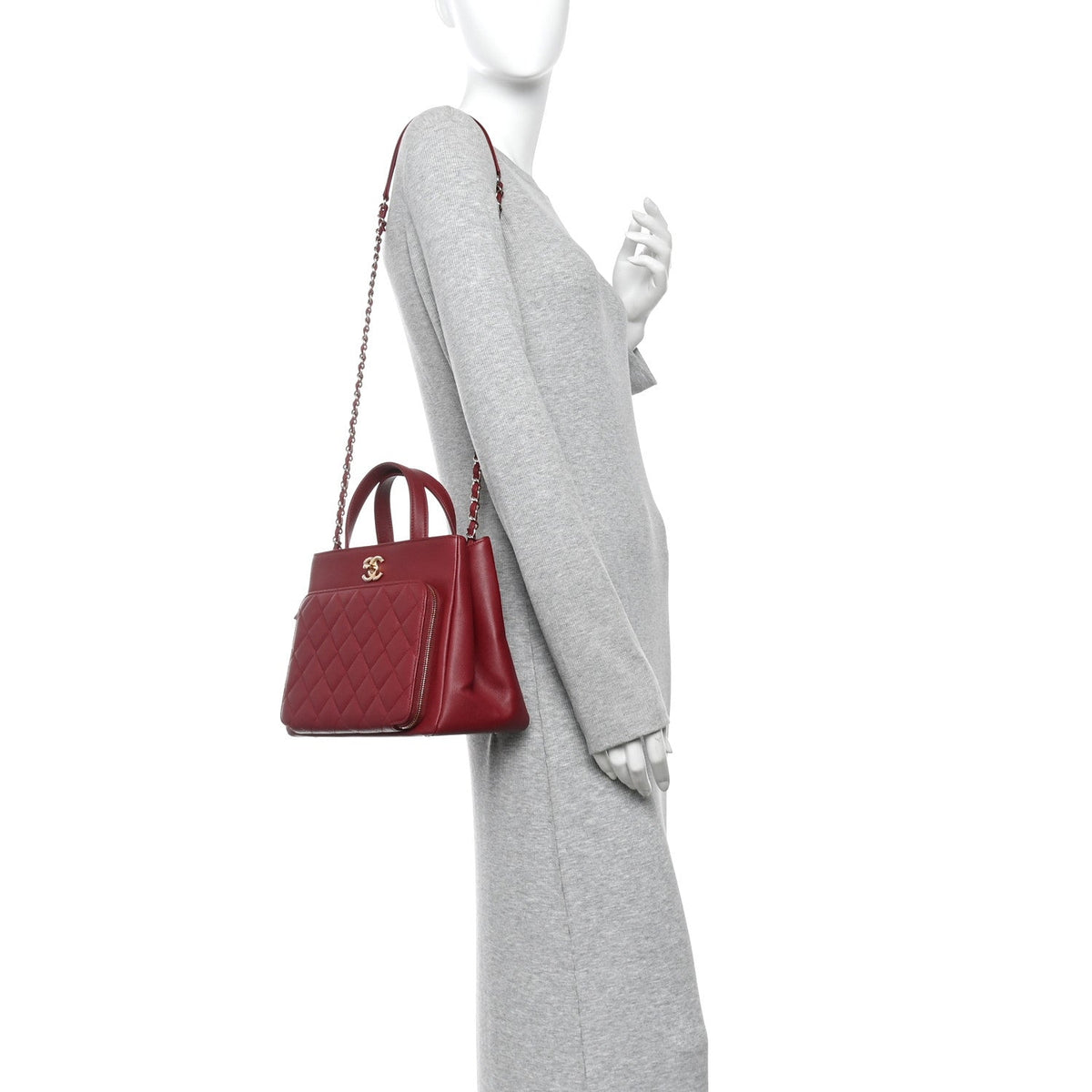 Caviar Quilted Small Business Affinity Shopping Bag Dark Red