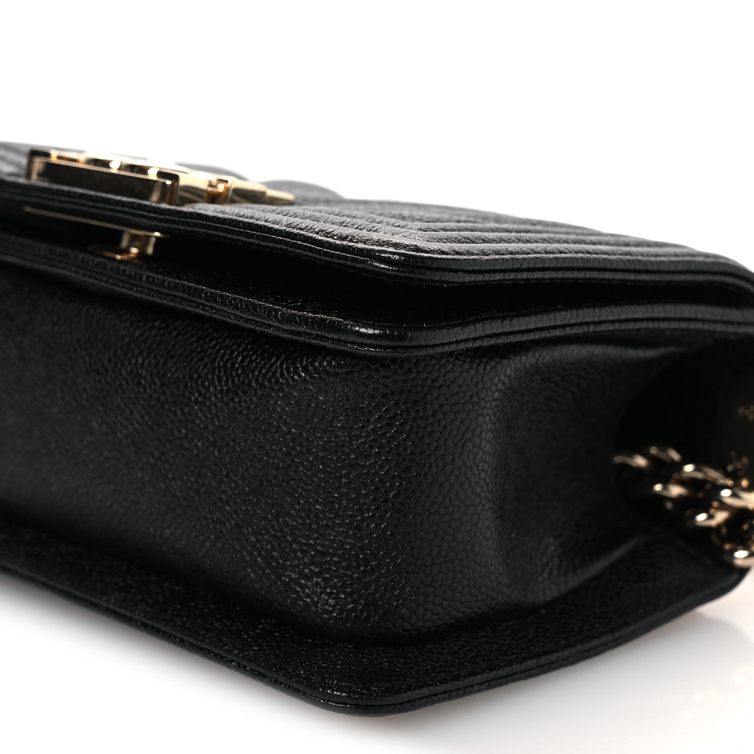 Caviar Chevron Quilted Mini Boy Flap Black Black