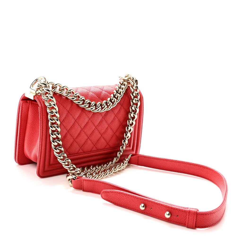 Caviar Quilted Small Boy Flap Red