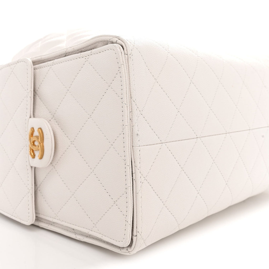 Caviar Quilted Medium Chanel 25 Handbag White