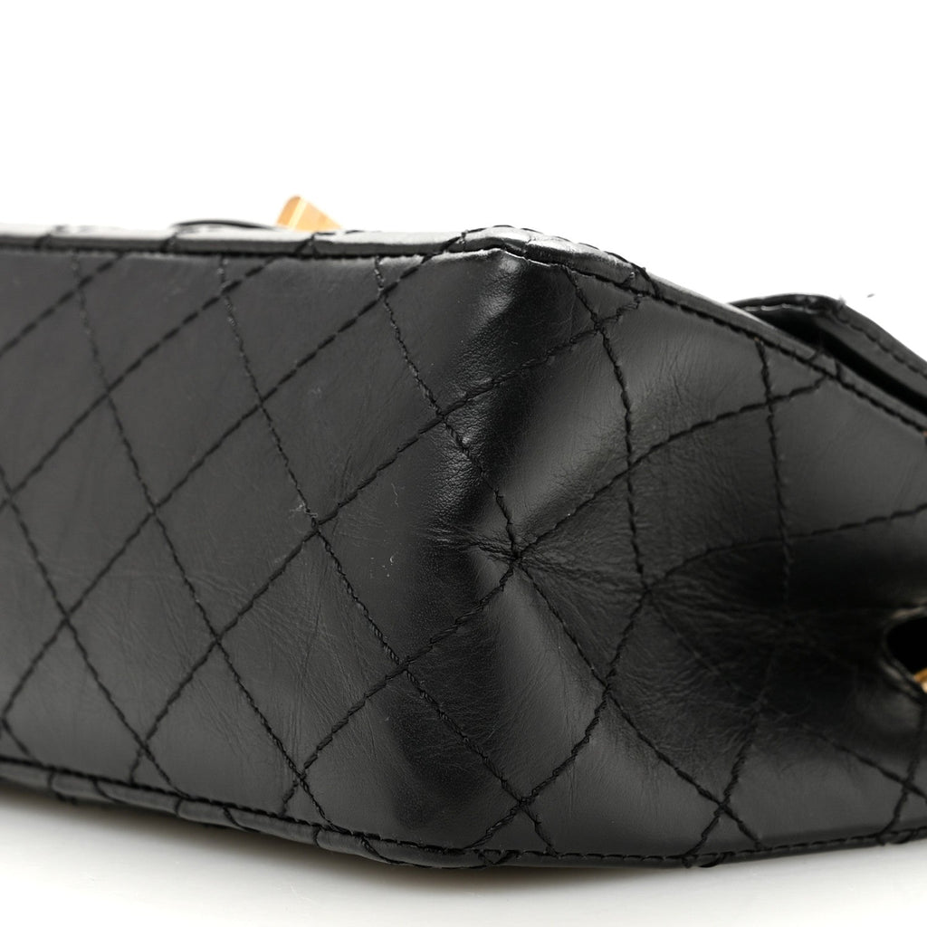 Aged Calfskin Quilted 2.55 Reissue Mini Flap Black