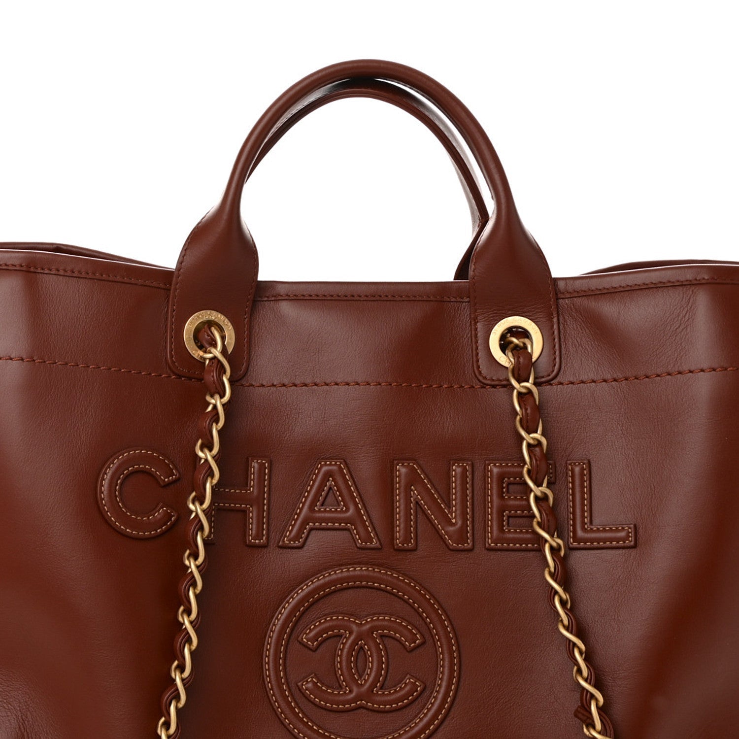 Calfskin Large Deauville Tote Brown