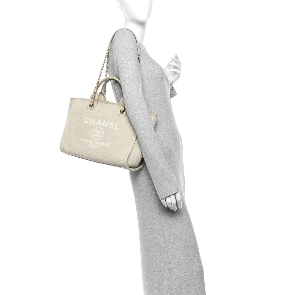 Mixed Fibers Small Deauville Tote Beige