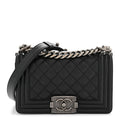 Caviar Quilted Small Boy Flap Black