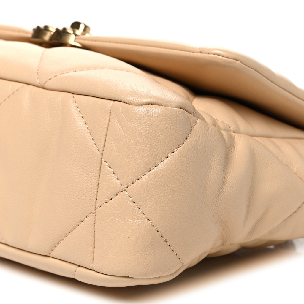 Goatskin Quilted Medium Chanel 19 Flap Beige
