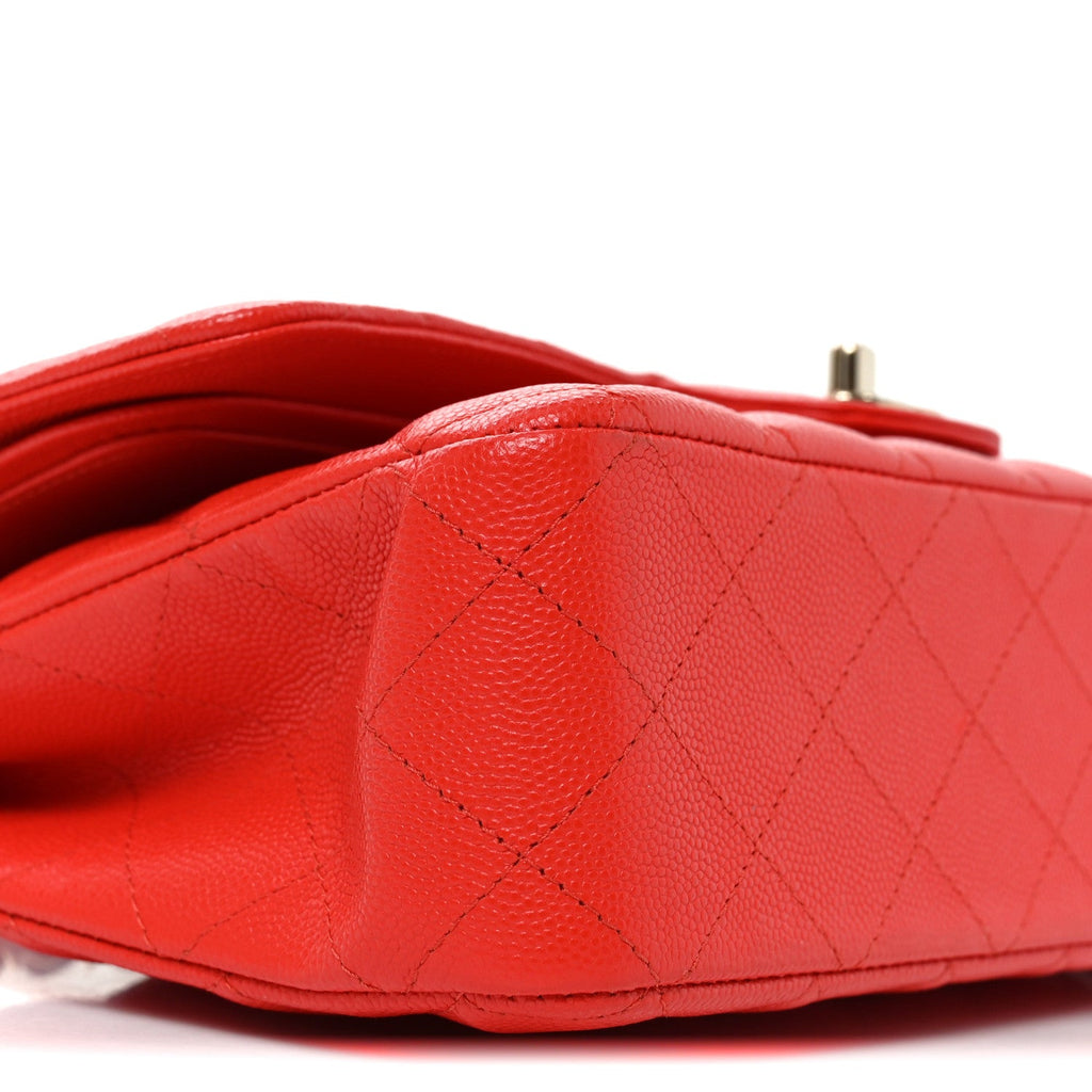 Caviar Quilted Medium Double Flap Red