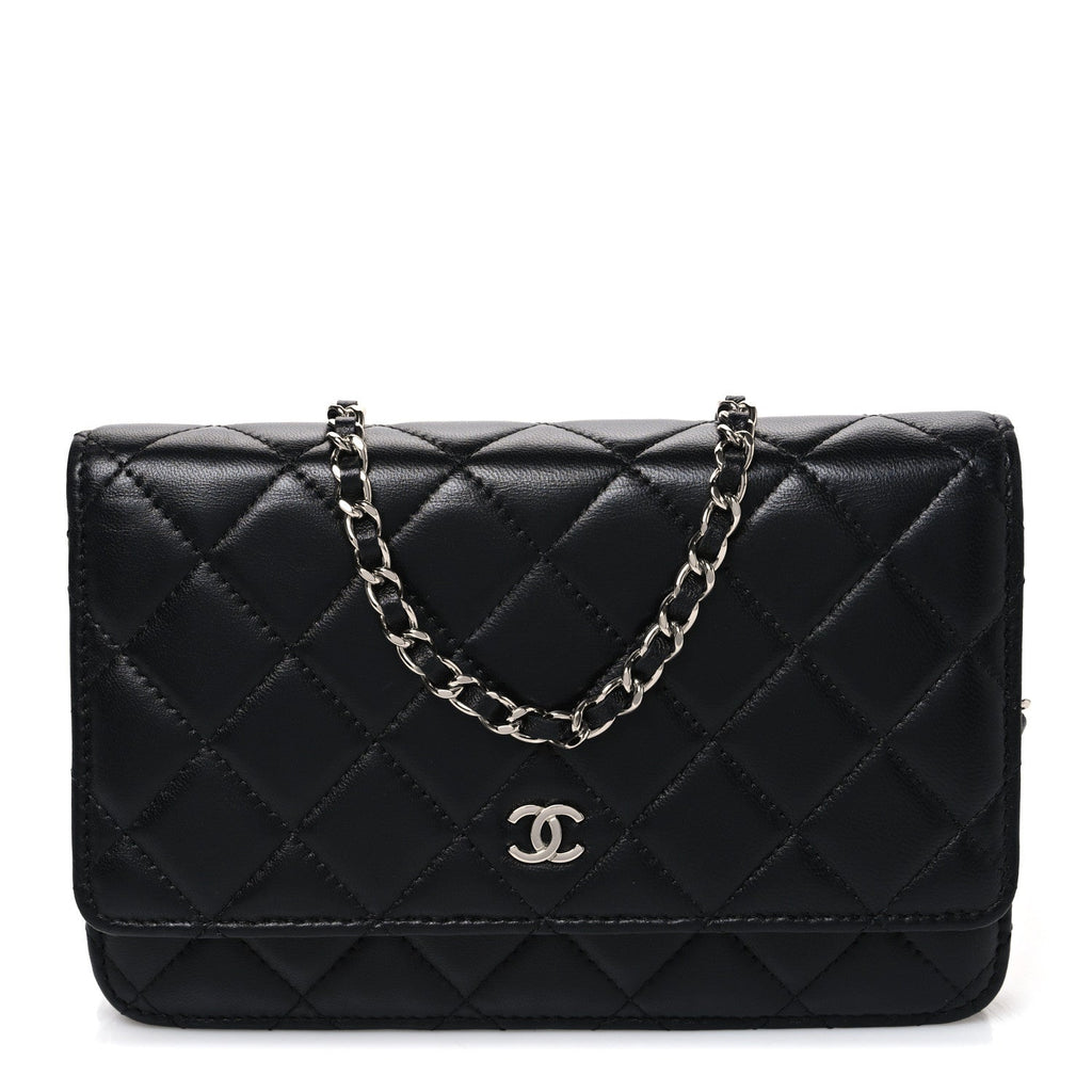 Lambskin Quilted Wallet On Chain WOC Black