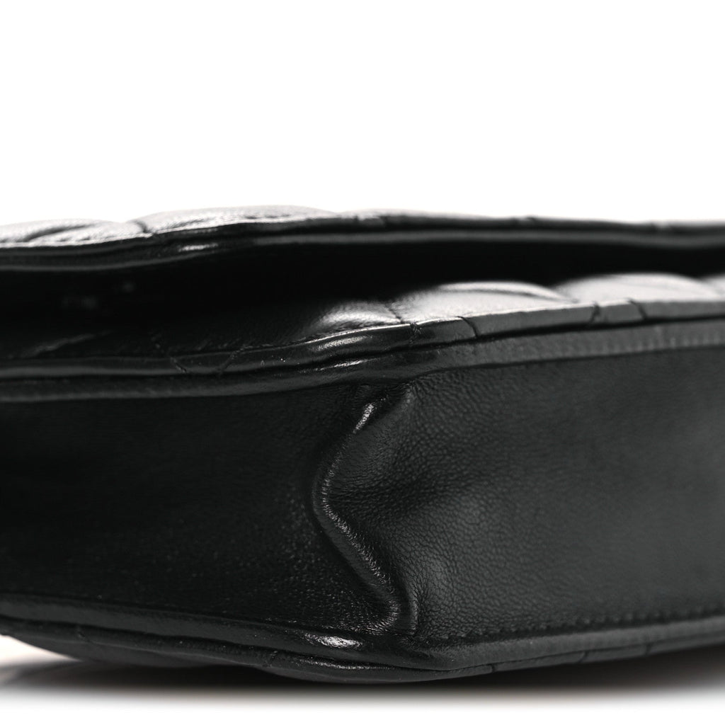 Lambskin Quilted Wallet On Chain WOC Black