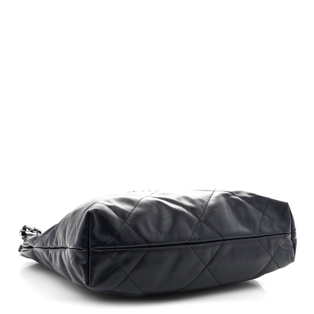 Shiny Calfskin Quilted Small Chanel 22 Navy