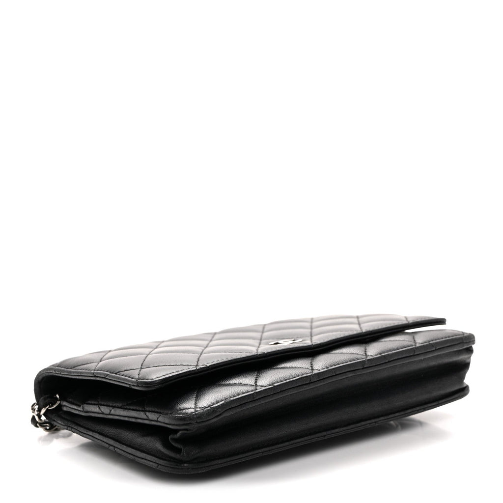 Lambskin Quilted Wallet On Chain WOC Black