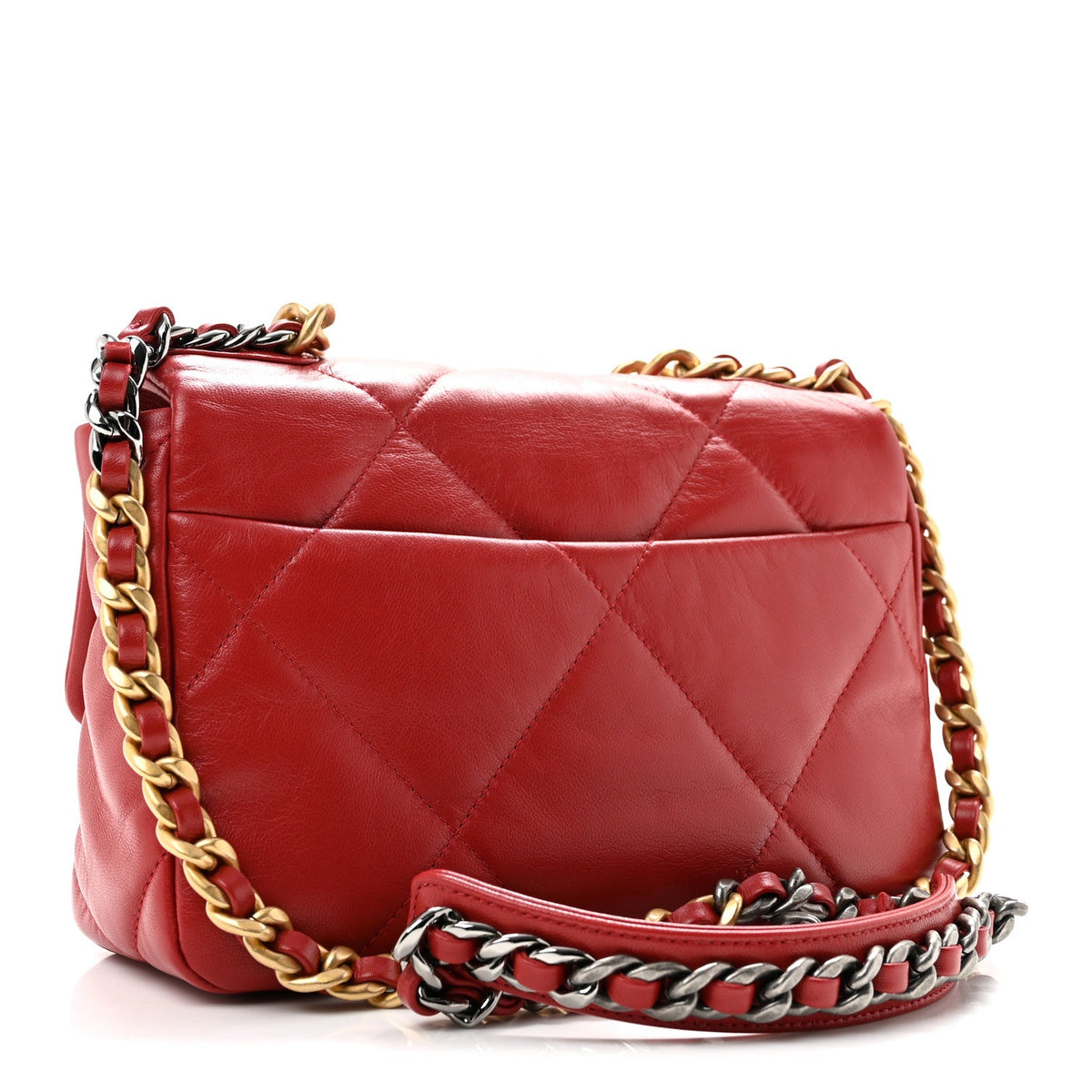 Goatskin Quilted Medium Chanel 19 Flap Red