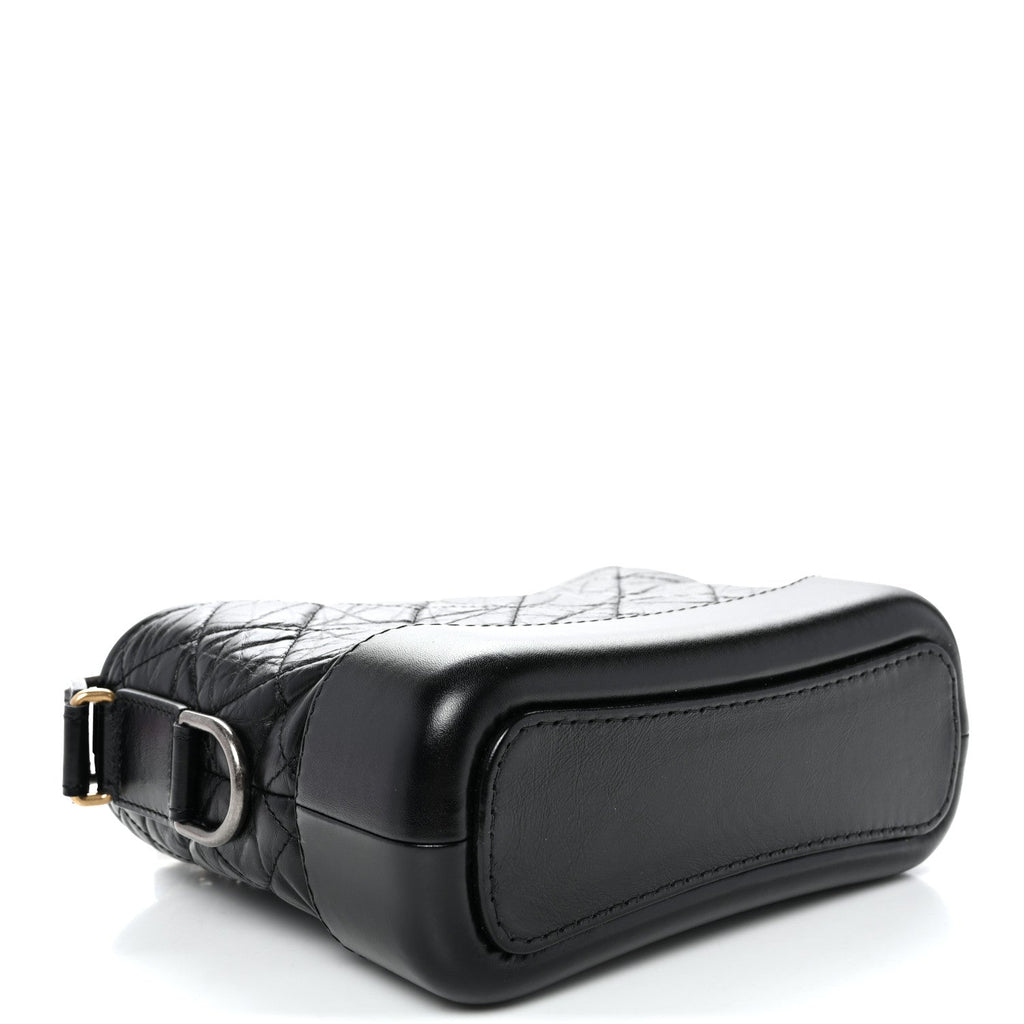 Aged Calfskin Quilted Small Gabrielle Hobo Black