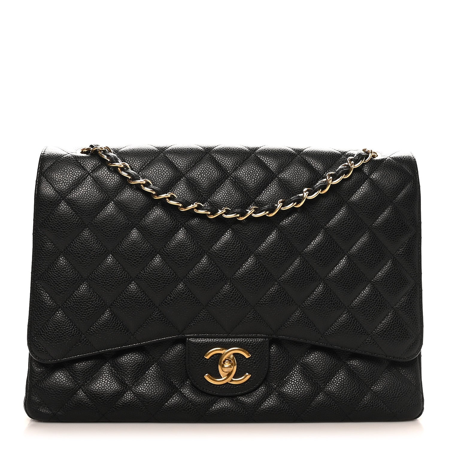 Caviar Quilted Maxi Double Flap Black