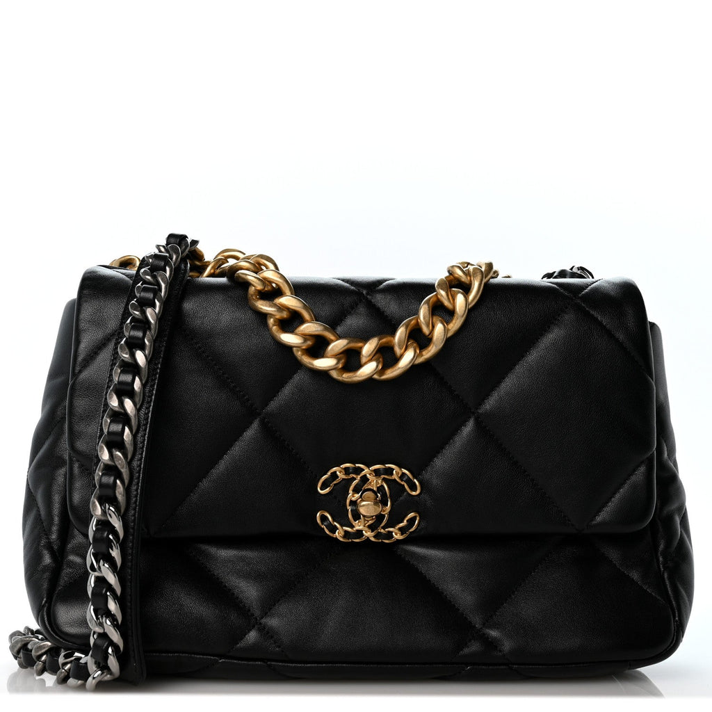 Lambskin  Quilted Large Chanel 19 Flap Black