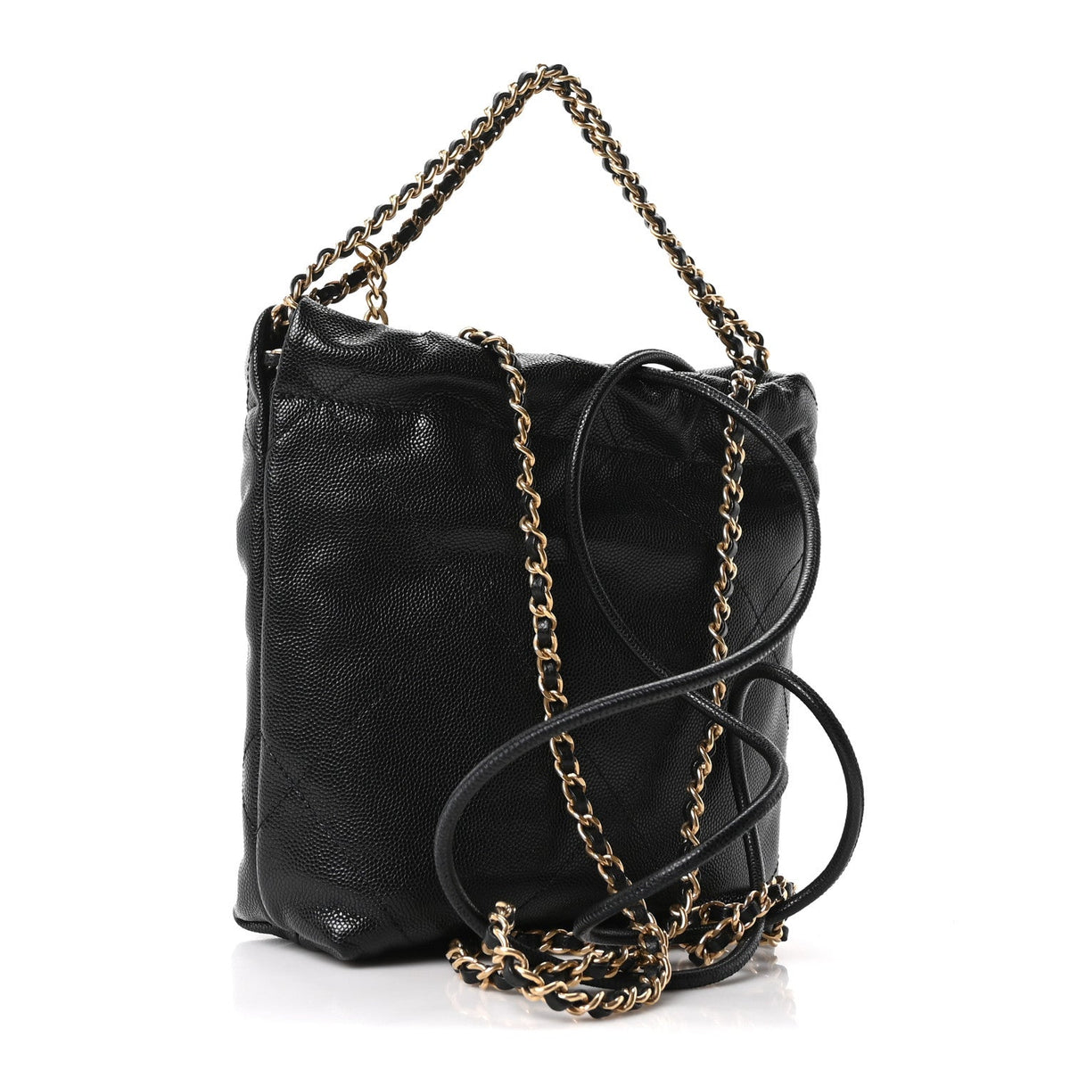 Shiny Caviar Quilted Monochrome Mini Chanel 22 Black