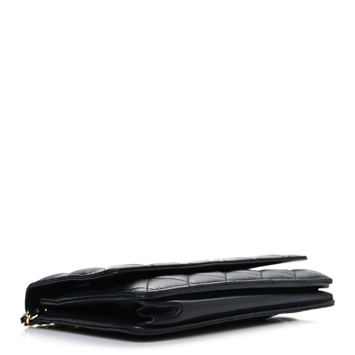 Lambskin Quilted Wallet On Chain WOC Black