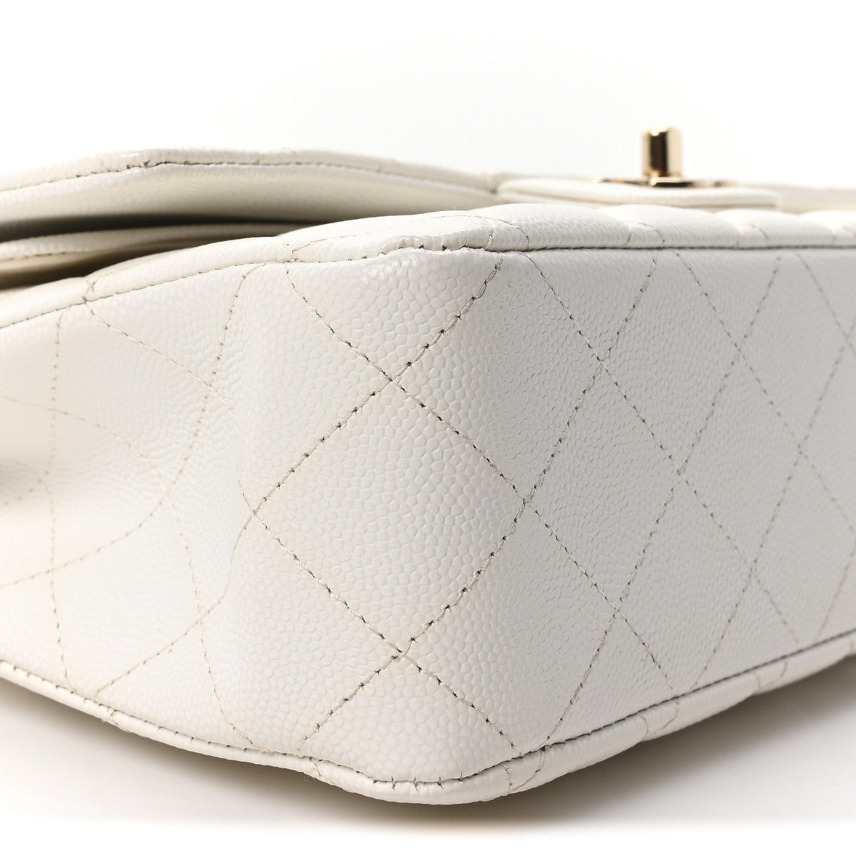 Caviar Quilted Medium Double Flap White
