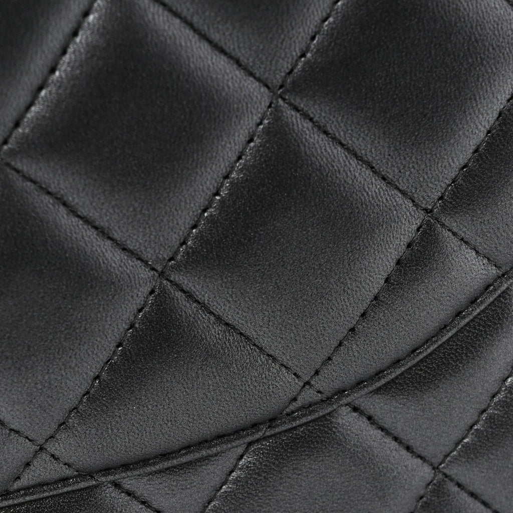 Metallic Lambskin Quilted Maxi Double Flap Pewter